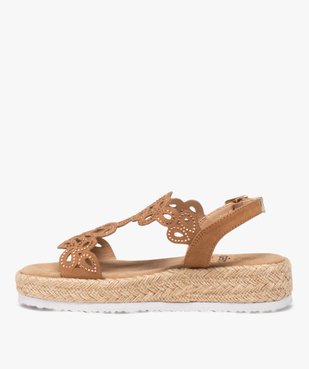 Sandales à semelle plateforme en corde et strass femme vue4 - GEMO (CASUAL) - GEMO