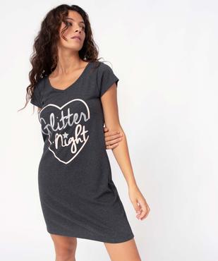 Chemise de nuit femme à manches courtes et col V vue1 - GEMO(HOMWR FEM) - GEMO