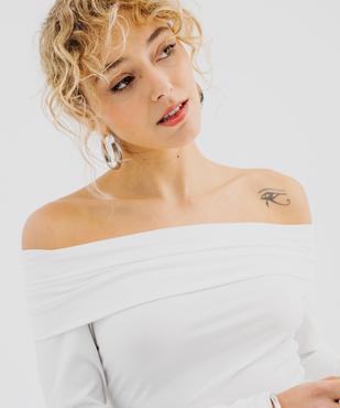 Tee-shirt manches longues avec col Bardot femme vue2 - GEMO(FEMME PAP) - GEMO