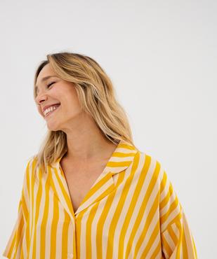 Haut de pyjama à rayures forme chemise en viscose femme vue2 - GEMO 4G FEMME - GEMO