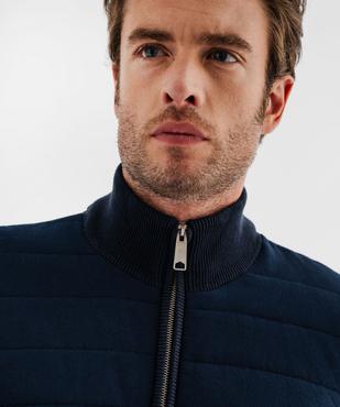 Gilet bimatière avec col montant et buste matelassé homme vue2 - GEMO (HOMME) - GEMO