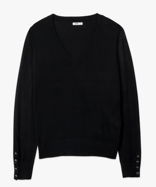 Pull fin à col V avec boutons aux poignets femme vue4 - GEMO 4G FEMME - GEMO