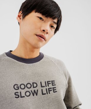 Pull à col rond avec message brodé homme vue2 - GEMO (HOMME) - GEMO