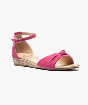 Sandales femme à petit talon compensé et dessus drapé vue2 - GEMO (CASUAL) - GEMO