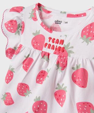 Pyjashort en jersey de coton imprimé à haut blouse fille vue2 - GEMO 4G FILLE - GEMO