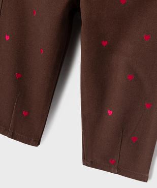 Pantalon en coton avec coeurs brodés et taille ajustable bébé fille vue2 - GEMO(BEBE DEBT) - GEMO