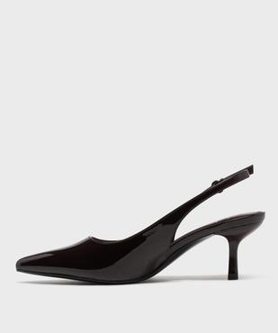 Escarpins sling-back vernis à bout pointu et talon fin femme- Follow Me vue3 - FOLLOW ME - GEMO
