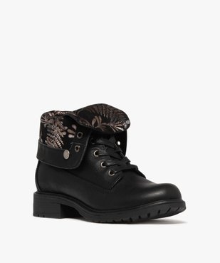 Boots femme biker à col et languette rabattable à motifs pailletés vue3 - VALENTINA BALDA - GEMO