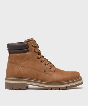 Boots multi-matières avec lacets et zip intérieur homme - Urban Steps vue1 - URBAN STEPS - GEMO
