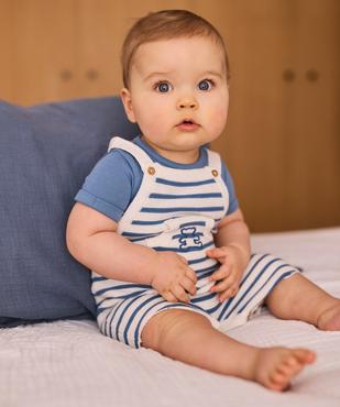 Ensemble 2 pièces bébé garçon salopette en maille et body - LuluCastagnette vue1 - LULUCASTAGNETTE - GEMO
