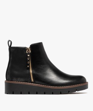Boots femme à semelle plateforme crantée et à zip fantaisie vue8 - GEMO (CASUAL) - GEMO