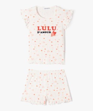 Pyjashort en coton avec finitions froncées fille - LuluCastagnette vue1 - LULUCASTAGNETTE - GEMO