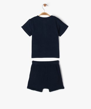Ensemble short + tee-shirt en gaze de coton bébé garçon vue4 - GEMO(BEBE DEBT) - GEMO