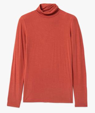 Tee-shirt femme uni avec col roulé et manches longues vue4 - GEMO 4G FEMME - GEMO