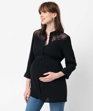 Blouse de grossesse fluide avec dentelle à manches ¾ vue1 - GEMO(FEMME PAP) - GEMO