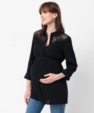 Blouse de grossesse fluide avec dentelle à manches ¾ vue1 - GEMO 4G MATERN - GEMO