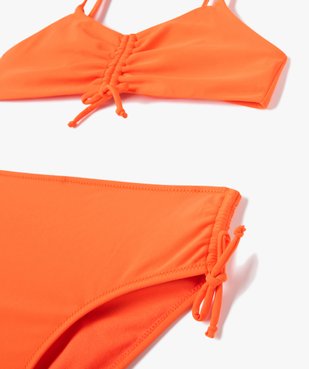 Maillot de bain fille 2 pièces à motifs fleuris avec cordons coulissants vue2 - GEMO (JUNIOR) - GEMO