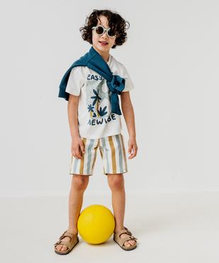 Tee-shirt manches courtes en jersey de coton avec col côtelé garçon vue6 - GEMO 4G GARCON - GEMO