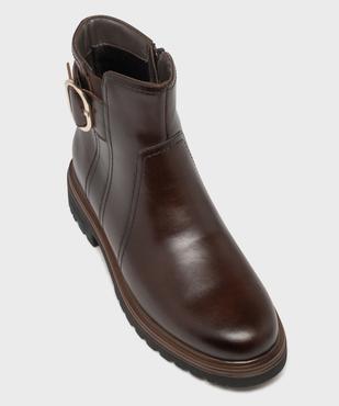 Boots plat dessus cuir avec semelle crantée femme - Tanéo vue5 - TANEO - GEMO