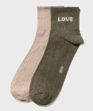 Socquettes pailletées à message femme (lot de 2) vue1 - GEMO(HOMWR FEM) - GEMO