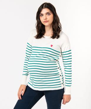 Pull de grossesse et d'allaitement à rayures vue1 - GEMO (MATER) - GEMO