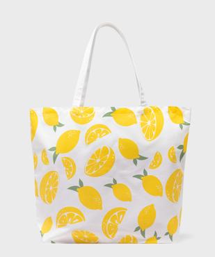 Tote bag en coton à motifs citrons vue1 - GEMO (ACCESS) - GEMO