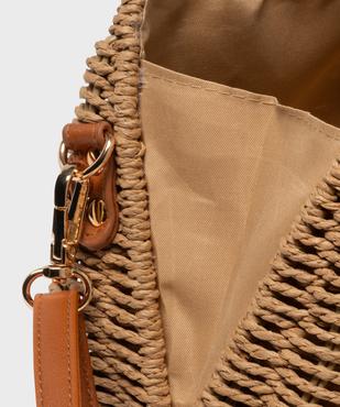 Sac besace en paille de papier à rabat perlé femme vue3 - GEMO (ACCESS) - GEMO