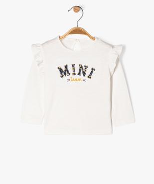 Tee-shirt manches longues brodé à manches volantées bébé fille vue1 - GEMO(BEBE DEBT) - GEMO