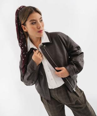 Blouson court coupe large en cuir imitation femme vue2 - GEMO(FEMME PAP) - GEMO