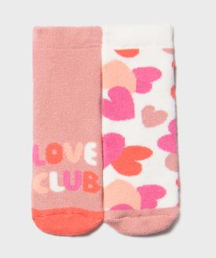 Chaussettes antidérapantes multicolores bébé fille (lot de 2) vue1 - GEMO 4G BEBE - GEMO