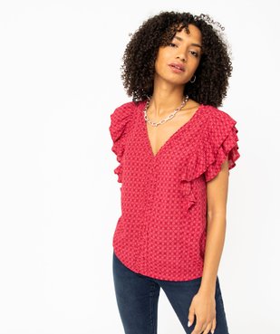 Blouse ample sans manches à col V et volants femme vue1 - GEMO(FEMME PAP) - GEMO