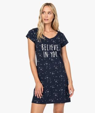 Chemise de nuit imprimée à manches courtes femme vue1 - GEMO 4G FEMME - GEMO
