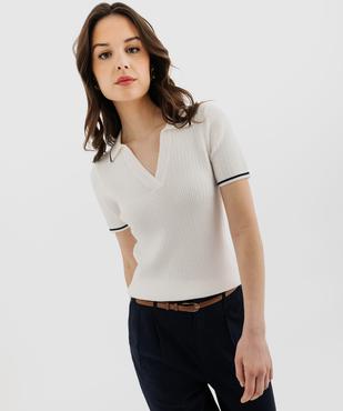 Pull à manches courtes façon polo femme - LuluCastagnette vue2 - LULU CASTAGNETTE GEMO FOR GOOD - GEMO