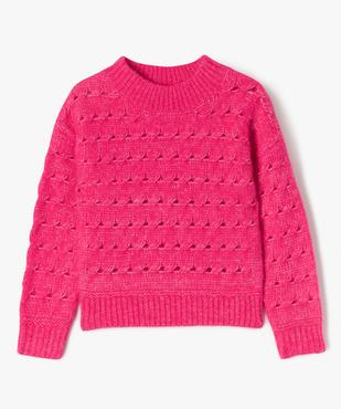 Pull en maille torsadée ajourée avec col montant fille vue2 - GEMO (ENFANT) - GEMO