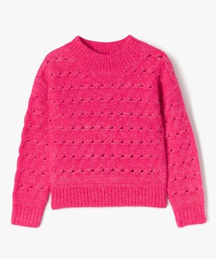 Pull en maille torsadée ajourée avec col montant fille vue2 - GEMO (ENFANT) - GEMO