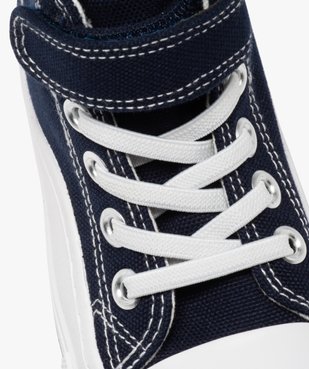 Baskets garçon en toile montante unie style denim à scratch vue7 - GEMO 4G GARCON - GEMO