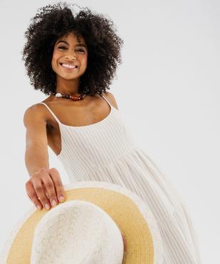 Robe longue à bretelles en gaze de coton rayé femme vue2 - GEMO(FEMME PAP) - GEMO