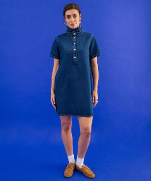 Robe en jean courte à col victorien femme vue4 - GEMO 4G FEMME - GEMO