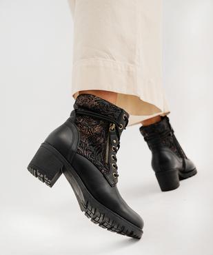 Bottines à lacets avec empiècement à motifs femme - Emilia Rosa vue7 - EMILIA ROSA - GEMO