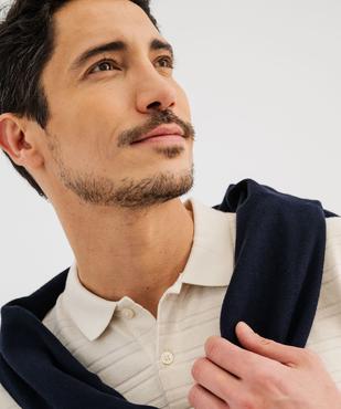 Polo manches courtes à rayures texturées homme vue2 - GEMO (HOMME) - GEMO