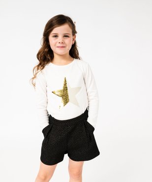 Short de cérémonie à motifs pailletés fille vue5 - GEMO (ENFANT) - GEMO