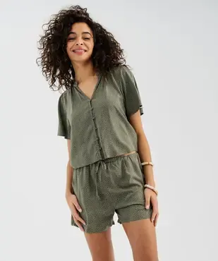 Blouse manches courtes en viscose fluide imprimée femme vue1 - GEMO 4G FEMME - GEMO