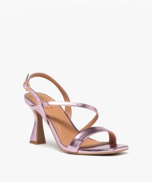 Sandales femme à talon et brides métallisées vue2 - GEMO(URBAIN) - GEMO