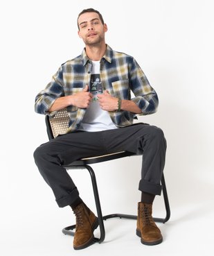 Surchemise à carreaux coupe droite homme vue1 - GEMO (HOMME) - GEMO
