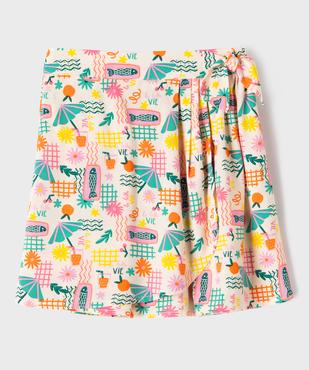 Jupe courte à pan portefeuille fluide et imprimée fille vue1 - GEMO (ENFANT) - GEMO