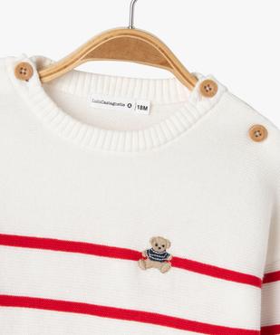 Pull rayé en fine maille bébé garçon - LuluCastagnette vue3 - LULUCASTAGNETTE - GEMO