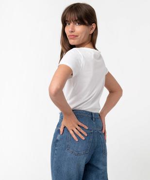 Tee-shirt femme uni à col rond et manches courtes vue3 - GEMO(FEMME PAP) - GEMO