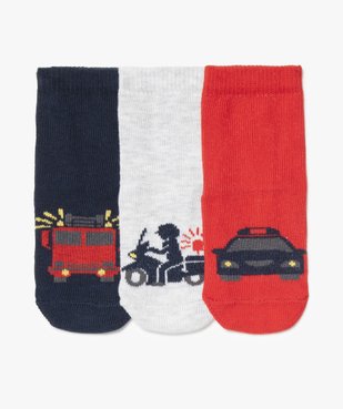 Chaussettes bébé garçon à tige haute imprimé véhicules (lot de 3) vue1 - GEMO 4G BEBE - GEMO