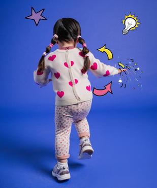 Gilet à col rond double porté avec motifs coeurs bébé fille vue5 - GEMO(BEBE DEBT) - GEMO