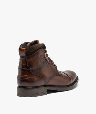 Boots homme dessus en cuir uni à zip et à lacets vue5 - GEMO (CASUAL) - GEMO